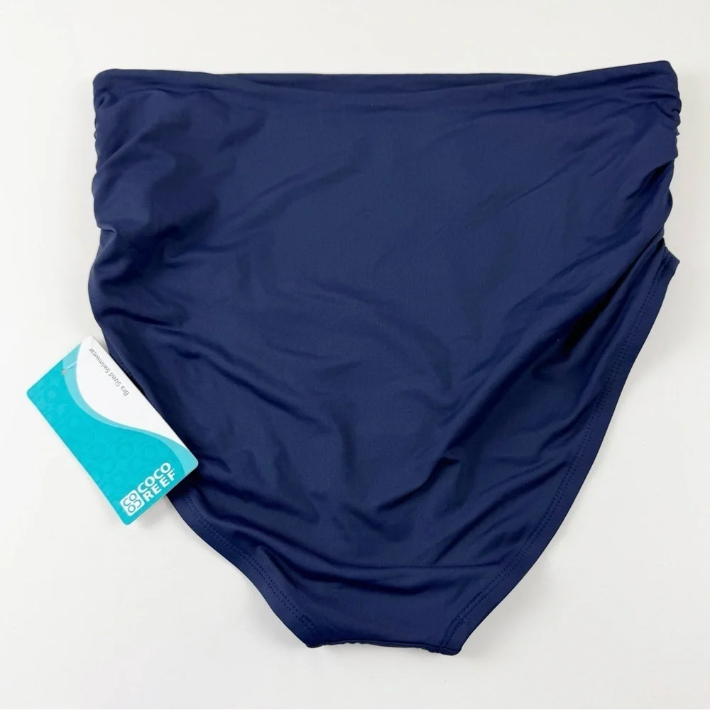 Coco Reef Bikini Bottom Womens Large Blue Ruched Side Swim NWT